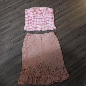 Lilly Pulitzer bustier & forever 21 lace skirt set